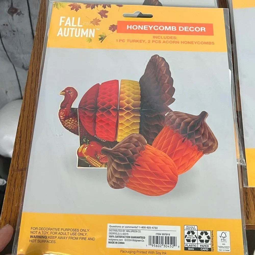 Thanksgiving party decor - honeycomb 5 turkeys & 4 pumpkins Packages New